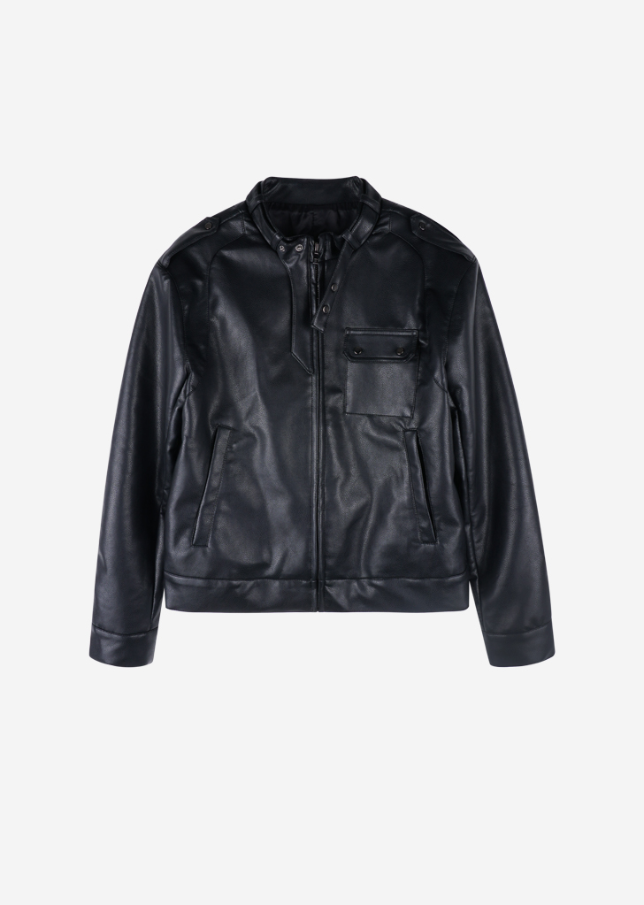 Lossy Row Vegan Leather Biker Jacket [Black]