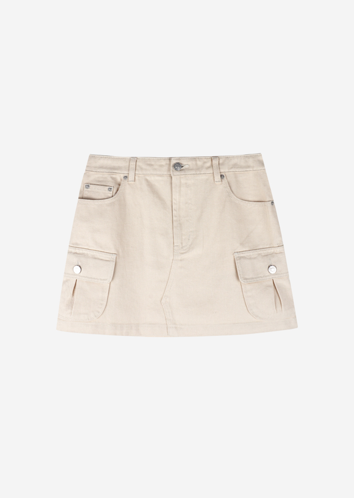 Lossy Row washing cargo short skirt [Cream]