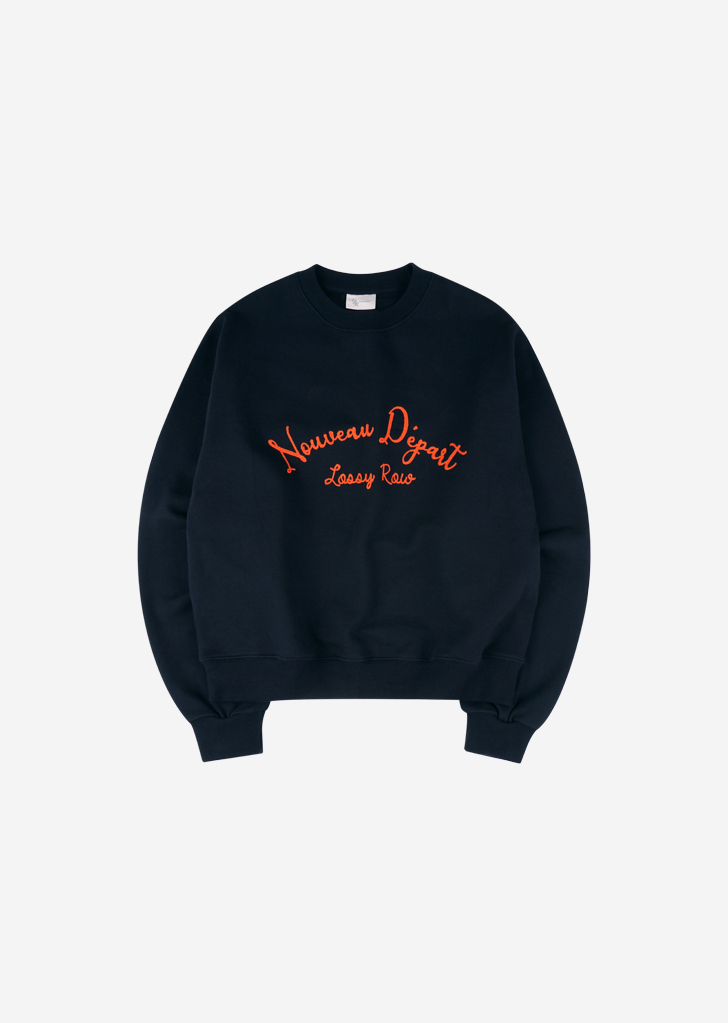Lossy Row hand stitch sweatshirt [Navy]