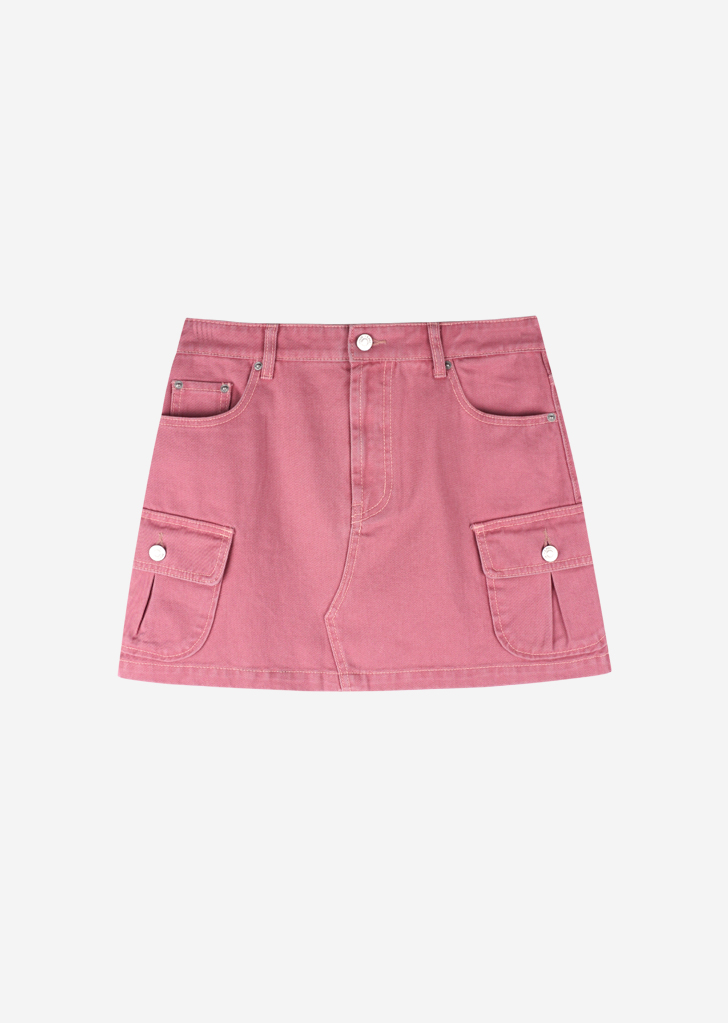 Lossy Row washing cargo short skirt [Pink]