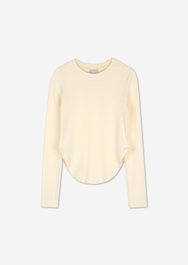 lossy fitted long-sleeved T-shirt [Light Yellow]