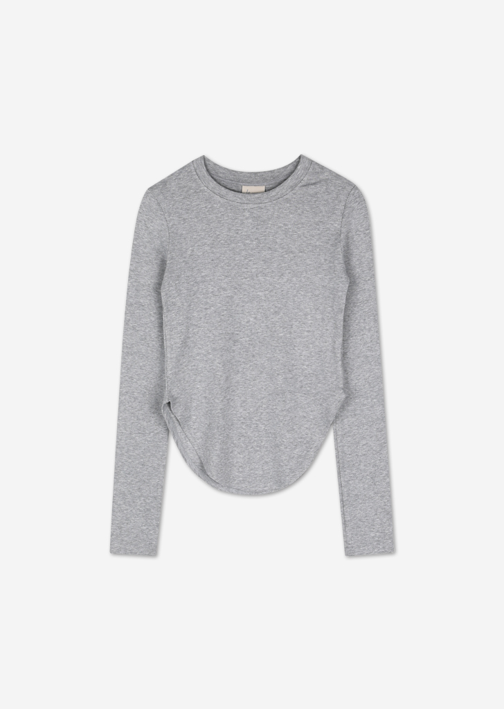 lossy fitted long-sleeved T-shirt [Gray]