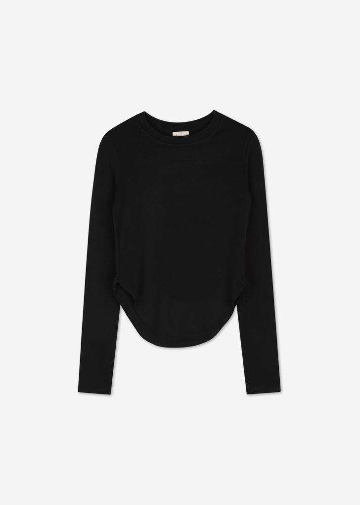 lossy fitted long-sleeved T-shirt [Black]